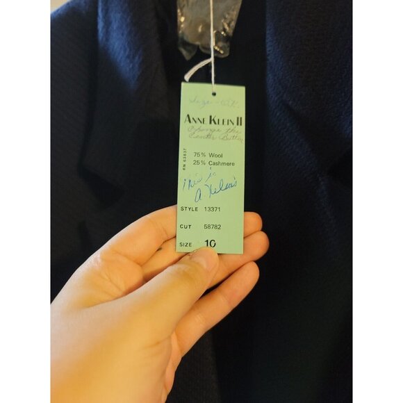 anne klein ii Vintage Wool Cashmere Jacket Coat Size 10. Nwt. Navy Blue. - Picture 7 of 14